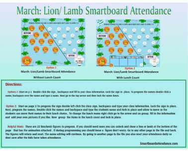 Smartboard Attendance: March Comes in Like a Lion and Out Like a Lamb!